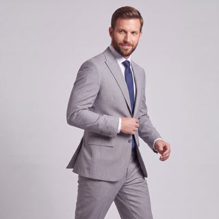 Men's Light Grey 4-Way Stretch 2-Piece Slim Fit Suit - Peak Lapel