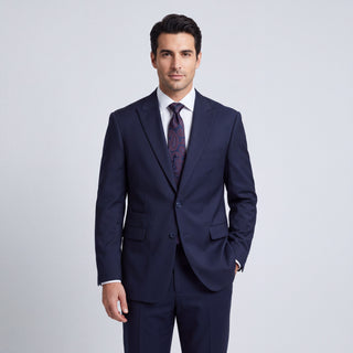 Men's Dark Navy 4-Way Stretch 2-Piece Slim Fit Suit - Peak Lapel