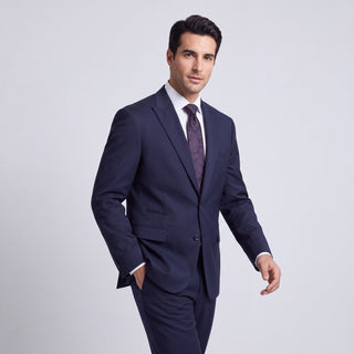 Men's Dark Navy 4-Way Stretch 2-Piece Slim Fit Suit - Peak Lapel