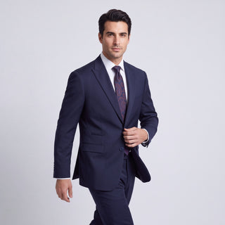 Men's Dark Navy 4-Way Stretch 2-Piece Slim Fit Suit - Peak Lapel