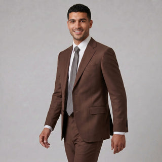 Joseph Michael Men's Rust Modern Fit Sharkskin Suit — Notch Lapel