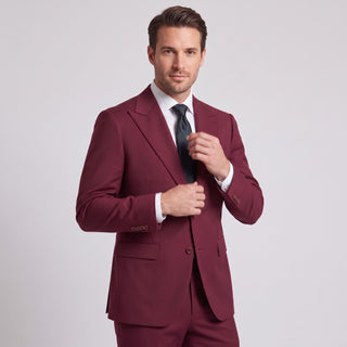 Men's Burgundy 4-Way Stretch 2-Piece Slim Fit Suit - Peak Lapel