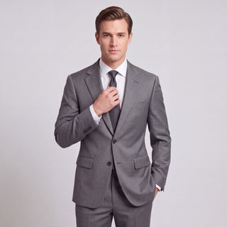 Kensington Men's Grey Modern Fit Sharkskin Suit - Notch Lapel
