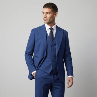 Ideal Men's Indigo 3-Piece Slim Fit Vested Suit — Peak Lapel