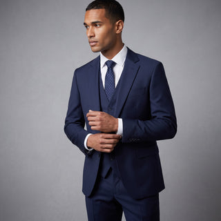 Ideal Men's Navy 3-Piece Slim Fit Vested Suit - Peak Lapel - alternate view