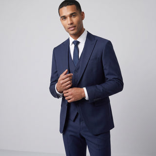 Ideal Men's Navy 3-Piece Slim Fit Vested Suit - Peak Lapel - alternate view