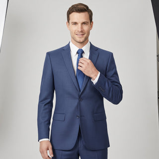 Joseph Michael Men's Ink Blue 2-Piece Modern Fit Sharkskin Suit — Notch Lapel