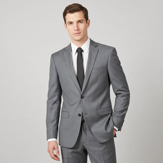 Joseph Michael Men's Grey 2-Piece Slim Fit Sharkskin Suit — Notch Lapel