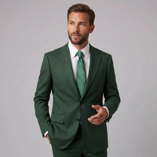 Joseph Michael Men's Forest Green Modern Fit Sharkskin Suit — Notch Lapel