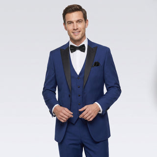 Joseph Michael Men's Black 3-Piece Vested Tuxedo — Peak Lapel