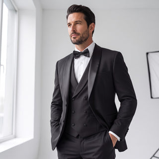 Men's 3-Piece Shawl Lapel Tuxedo - Black