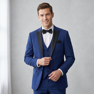 Joseph Michael Men's Black 3-Piece Vested Tuxedo — Peak Lapel