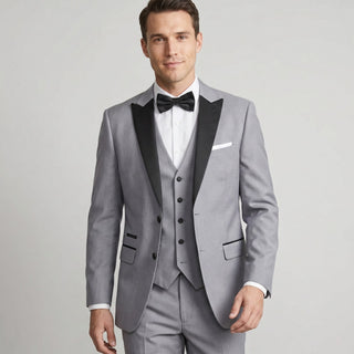 Joseph Michael Men's Black 3-Piece Vested Tuxedo — Peak Lapel