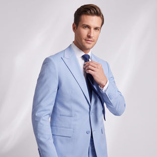 Men's Powder Blue 4-Way Stretch 2-Piece Modern Fit Suit - Peak Lapel