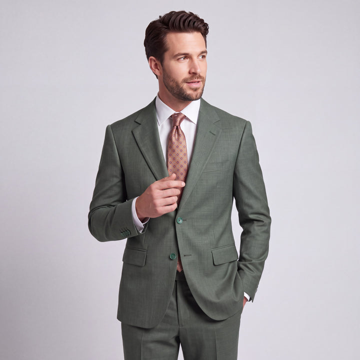 Kensington Sharkskin Suit in Forest Green