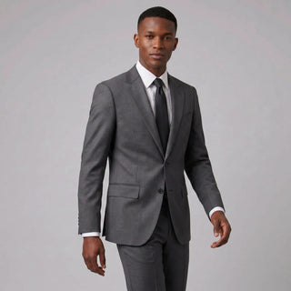 Joseph Michael Men's Charcoal Modern Fit Sharkskin Suit — Notch Lapel