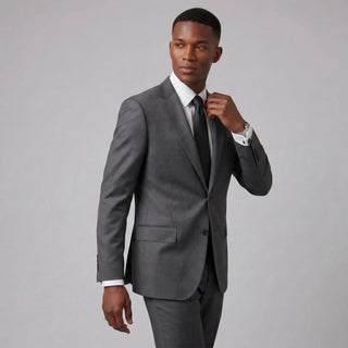 Joseph Michael Men's Charcoal Modern Fit Sharkskin Suit — Notch Lapel