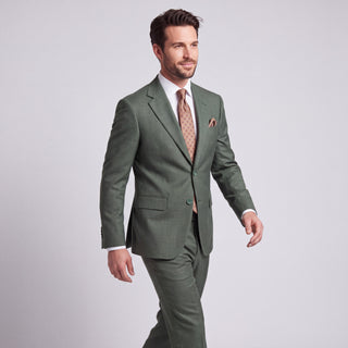 Kensington Men's Forest Green Modern Fit Sharkskin Suit - Notch Lapel