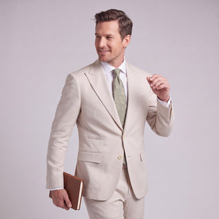 Men's Off White 4-Way Stretch 2-Piece Slim Fit Suit - Peak Lapel
