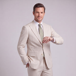 Men's Off White 4-Way Stretch 2-Piece Slim Fit Suit - Peak Lapel