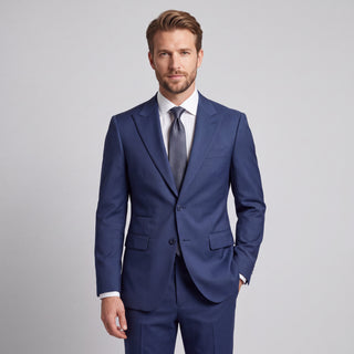Men's Light Navy 4-Way Stretch 2-Piece Slim Fit Suit - Peak Lapel