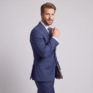 Men's Light Navy 4-Way Stretch 2-Piece Slim Fit Suit - Peak Lapel