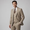 Ideal Men's Beige 3-Piece Slim Fit Vested Suit — Peak Lapel