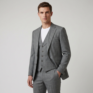 Joseph Michael Osteria Men's Green Modern Fit 3-Piece Plaid Suit