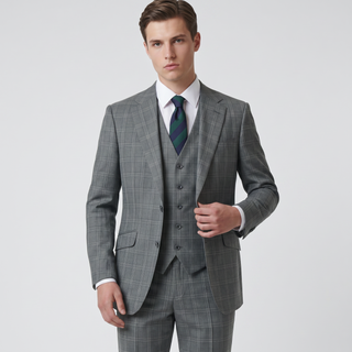 Joseph Michael Osteria Men's Green Modern Fit 3-Piece Plaid Suit