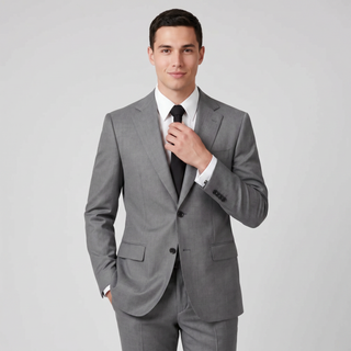 Joseph Michael Men's Grey Modern Fit Sharkskin Suit — Notch Lapel