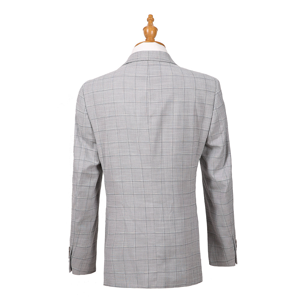 2Bvf100-2106-62 Grey Plaid Pino Baldini Vested Plaid Slim Fit Suits
