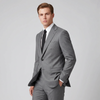 Joseph Michael Men's Grey Modern Fit Sharkskin Suit — Notch Lapel