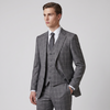 Joseph Michael Osteria Men's Grey Modern Fit 3-Piece Plaid Suit