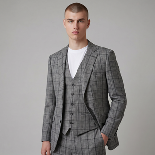 Joseph Michael Botura Men's Hunter Modern Fit 3-Piece Plaid Suit