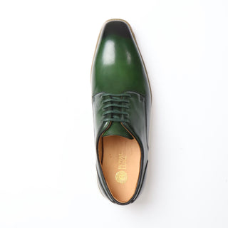 ROYAL LUXE Men's Green Leather Lace-up Dress Oxford Shoes with Cushioned Insole and Durable Sole Size 13