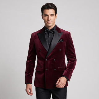 Joseph Michael Men's Double Breasted Velvet Tuxedo Jacket