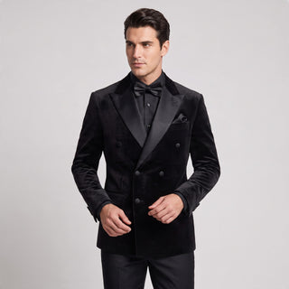 Joseph Michael Men's Double Breasted Velvet Tuxedo Jacket