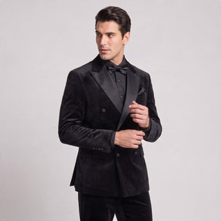 Joseph Michael Men's Double Breasted Velvet Tuxedo Jacket