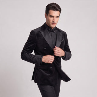 Joseph Michael Men's Double Breasted Velvet Tuxedo Jacket