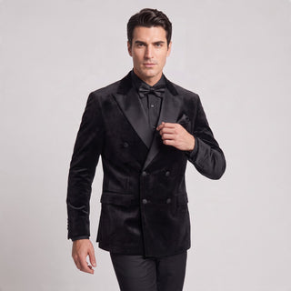 Joseph Michael Men's Double Breasted Velvet Tuxedo Jacket