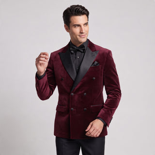 Joseph Michael Men's Double Breasted Velvet Tuxedo Jacket