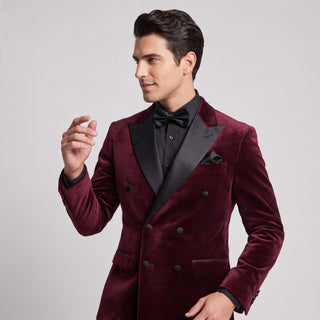 Joseph Michael Men's Double Breasted Velvet Tuxedo Jacket