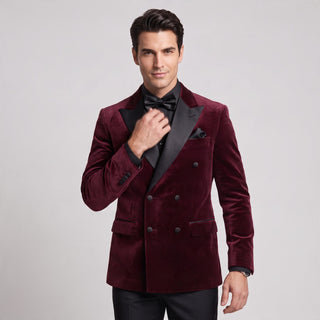 Joseph Michael Men's Double Breasted Velvet Tuxedo Jacket