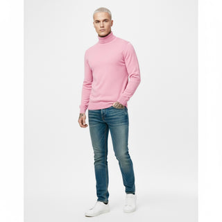 Pink Slim Fit Turtleneck Sweater