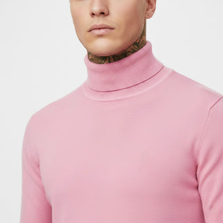 Pink Slim Fit Turtleneck Sweater