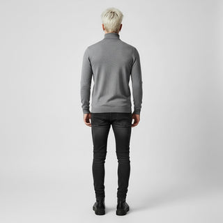 Silver Slim Fit Turtleneck Sweater