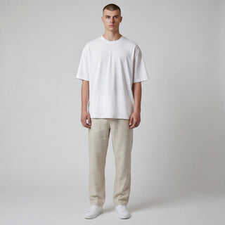 Jm-7055 Natural Joseph Michael Jm Flat Front Linen Pants