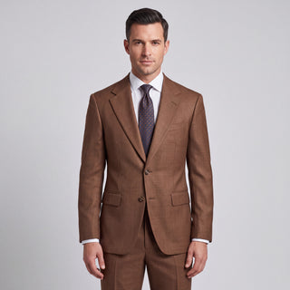 Kensington Men's Rust Modern Fit Sharkskin Suit - Notch Lapel