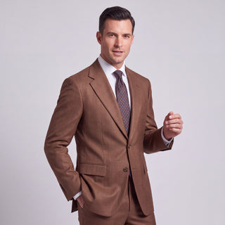 Kensington Men's Rust Modern Fit Sharkskin Suit - Notch Lapel
