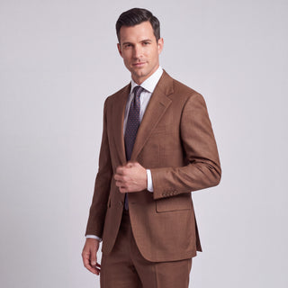 Kensington Men's Rust Modern Fit Sharkskin Suit - Notch Lapel